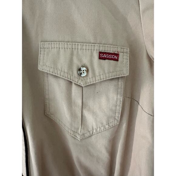 Vintage Sasson Paris Tan Jacket w/Leather Belt Size 10/11 - Picture 4 of 6